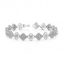 Uneek Diamond Cluster Bracelet with Floral Motif Links - LVBR01