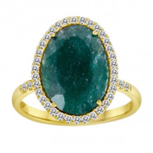 Meira T Yellow Gold Rough Emerald and Diamond Ring