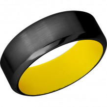 Lashbrook Black Zirconium 8mm Men's Wedding Band - Z8HB+SATIN+CORVETTEYELLOWIN