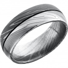 Lashbrook Black & White Damascus Steel 8mm Men's Wedding Band - D8D1.5+ACID_POLISH