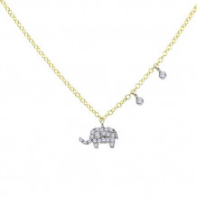 Meira T 14k Yellow Gold Diamond Elephant Necklace