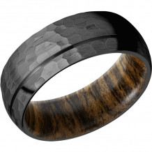 Lashbrook Black Zirconium Hardwood 8mm Men's Wedding Band - HWSLEEVEZ8D1.5OC_BOCOTE+HAMMER