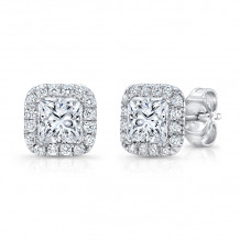 Uneek Princess-Cut Diamond Halo Stud Earrings - LVE899W-4.5X4.5PR