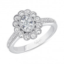 Uneek Petals Design Cluster Diamond Center Ring with Pave Diamond Shank - LVRG3103W
