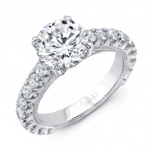 Uneek Round Diamond Engagement Ring with Floating Illusion U-Pave Melee Diamonds - USM033-8.2RD