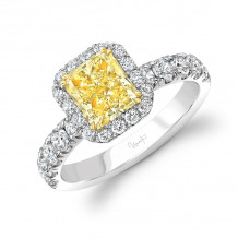 Uneek Radiant-Cut Yellow Diamond Halo Ring - LVS809RADFY