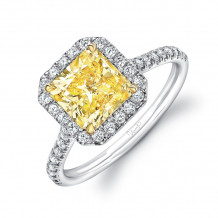 Uneek Classic Radiant-Cut Fancy Yellow Diamond Halo Engagement Ring - LVS787RADFY