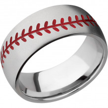 Lashbrook Titanium 8mm Men's Wedding Band - 8DBASEBALL_A+RED_BEAD