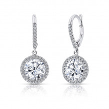Uneek Round Diamond Drop Earrings with Halos - LVE697RD