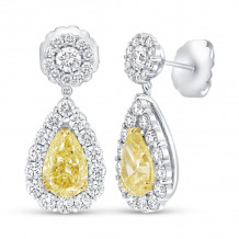 Uneek Signature Pear Shaped Fancy Yellow Diamond Earrings - LVE169PSFYRD