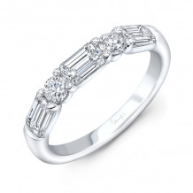 Uneek Contemporary Three-Stone Engagement Ring with Radiant-Cut Diamond Center - RB4005U
