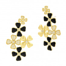 Freida Rothman Harmony Black Flower Cluster Earrings - HAYZBKE09-14K