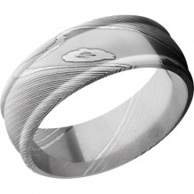 Lashbrook Black & White Damascus Steel 8mm Men's Wedding Band - D8RED+POLISH