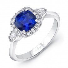 Uneek Retro-Style Sapphire-and-Diamond Three-Stone Engagement Ring - LVS991CU