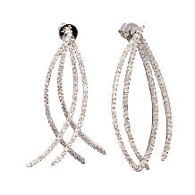 Meira T 14k White Gold Diamond Swinging Earrings