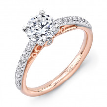 Uneek Naiade Round Diamond Engagement Ring with Pave Upper Shank - A107-6.5RD