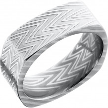 Lashbrook Black & White Damascus Steel 8mm Men's Wedding Band - D8FSQZEBRA+POLISH