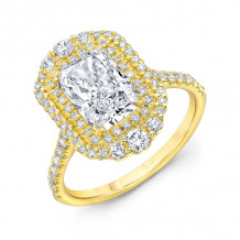Uneek Petals Radiant Cut Diamond Double Halo Engagement Ring - SWS232DHDS-RAD