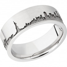 Lashbrook Cobalt Chrome 8mm Men's Wedding Band - CC8F_LCVNEWYORKSKYLINE+SAND_SATIN