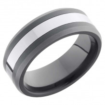 Lashbrook Black & White Tungsten Men's Wedding Band - TCR8335+POLISH_SAND