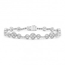 Uneek Mixed-Size Round Diamond Bracelet with Rope Milgrain Floating Halo Details - LVBRW995W