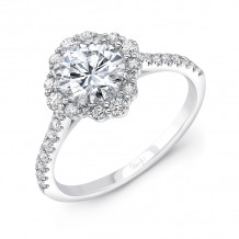 Uneek Petals Design Round Diamond Engagement Ring with Pave Diamond Shank - SWS234DSW-6.5RD