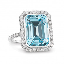 Doves Sky Blue 18k White Gold Diamond Ring - R8266BT