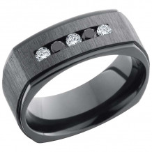 Lashbrook Black Zirconium Diamond 8mm Men's Wedding Band - Z8FGESQDIA3X.05BLKDIA2X.05CH+CROSSSATIN_POLISH