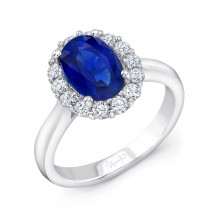 Uneek Classic Oval Blue Sapphire Engagement Ring with Diamond Halo - LVRMI1029S
