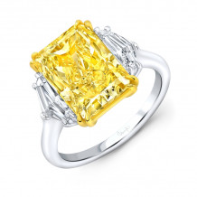 Uneek Radiant Cut Fancy Yellow Diamond Engagement Ring - R1038RADFY