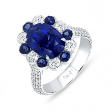 Uneek Blue Sapphire Diamond Engagement Ring - R071OVBSU