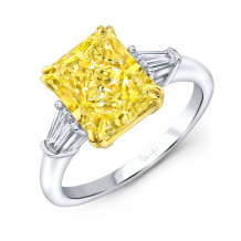 Uneek Radiant Cut Fancy Yellow Diamond Engagement Ring - LVS1070RADFY