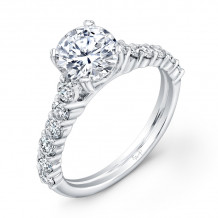 Uneek Round Diamond Engagement Ring with XS Melee Diamonds Shared-Prong Set on Upper Shank - USM01XS-6.5RD