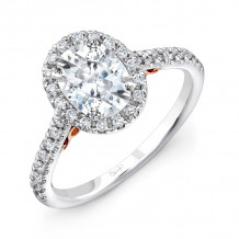 Uneek Fiorire Oval Diamond Halo Engagement Ring with Pave Shank - A101WR-8X6OV