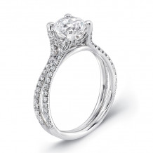 Uneek Round Diamond Non-Halo Engagement Ring with Pave Double Shank - LVS965
