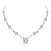 Uneek Contemporary Round Diamond Halo Motif Necklace - LVN687