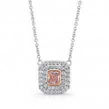 Uneek Radiant-Cut Pink Diamond Double Halo Pendant - LVN605