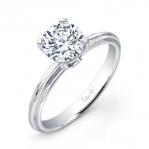 Uneek Classic 1-Carat Round Diamond Solitaire Engagement Ring with Sleek, Stoneless Unity Tri-Fluted Shank and Two Surprise Diamonds, - USMS02-6.5RD