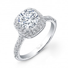 Uneek Classic Round-Diamond-on-Cushion-Halo Engagement Ring with U-Pave Upper Shank - USM04CU-6.5RD