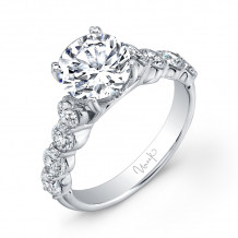 Uneek Round Diamond Engagement Ring with Large Melee Diamonds Shared-Prong Set on Upper Shank - USM01L-7.5RD