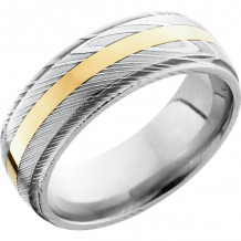 Lashbrook Black White & Yellow Damascus Steel 8mm Men's Wedding Band - D8DGE12_14KY+POLISH