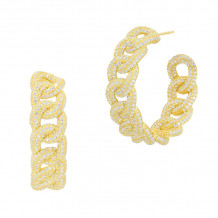 Freida Rothman Pave All Over Chain Link Hoop Earrings - AHYZE11-14K