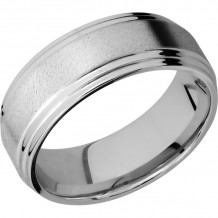 Lashbrook Cobalt Chrome 8mm Men's Wedding Band - CC8F2S+ANGLE+STONE_POLISH