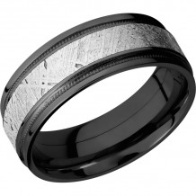 Lashbrook Black Zirconium Meteorite 8mm Men's Wedding Band - Z8FGEW2UMIL14_METEORITE+POLISH