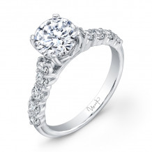 Uneek Round Diamond Engagement Ring with Medium-Sized Melee Diamonds Shared-Prong Set on Upper Shank - USM01M-6.5RD
