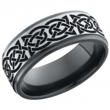 Lashbrook Black Zirconium 8mm Men's Wedding Band - Z8FGE_BLCVCELTIC10_SILVER+SATIN_POLISH