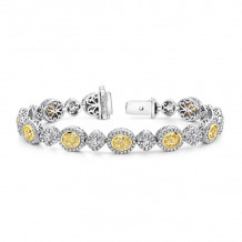 Uneek Oval Yellow Diamond Bracelet with Tilted Cushion Halo Links - LBR179