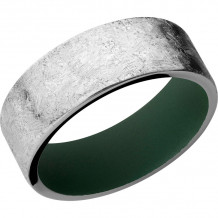 Lashbrook Cobalt Chrome 8mm Men's Wedding Band - CC8FR+DISTRESSED+HIGHLANDGREENIN