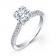 Uneek Round Diamond Engagement Ring with U-Pave Upper Shank and Milgrain Accents - USM025-6.5RD