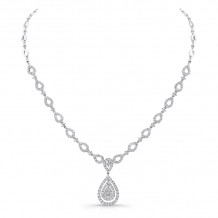 Uneek 4-Carat Teardrop-Motif Diamond Cluster Necklace with Double Floating Halo Around Center Cluster - LVNM03